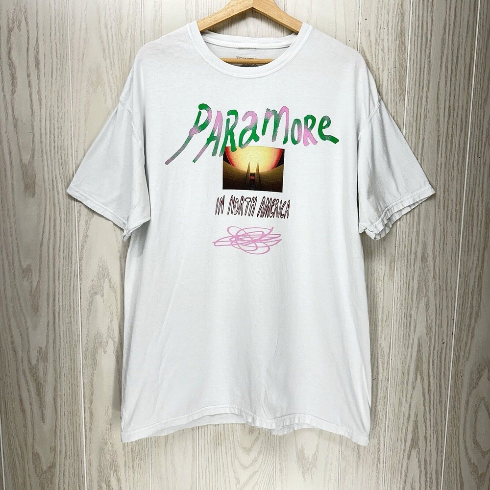 Paramore 2023 North America Concert Tour T Shirt Large‎ White 2 Sided Cotton